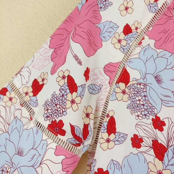 Anthropologie Sanctuary Meadow Floral Blouse long sleeves top oversized - Picture 4 of 13